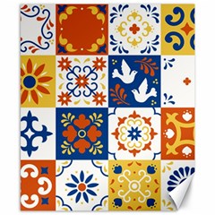 Mexican-talavera-pattern-ceramic-tiles-with-flower-leaves-bird-ornaments-traditional-majolica-style- Canvas 8  X 10  by Ket1n9