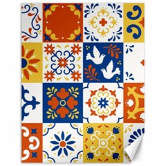 Mexican-talavera-pattern-ceramic-tiles-with-flower-leaves-bird-ornaments-traditional-majolica-style- Canvas 12  X 16  by Ket1n9