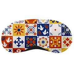 Mexican-talavera-pattern-ceramic-tiles-with-flower-leaves-bird-ornaments-traditional-majolica-style- Sleep Mask by Ket1n9