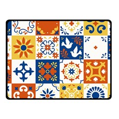 Mexican-talavera-pattern-ceramic-tiles-with-flower-leaves-bird-ornaments-traditional-majolica-style- Fleece Blanket (small) by Ket1n9