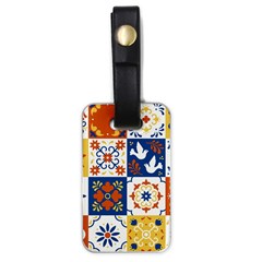 Mexican-talavera-pattern-ceramic-tiles-with-flower-leaves-bird-ornaments-traditional-majolica-style- Luggage Tag (one Side) by Ket1n9