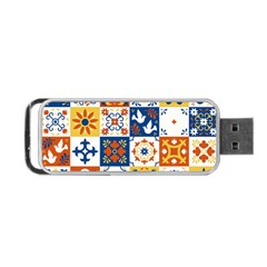 Mexican-talavera-pattern-ceramic-tiles-with-flower-leaves-bird-ornaments-traditional-majolica-style- Portable Usb Flash (two Sides) by Ket1n9