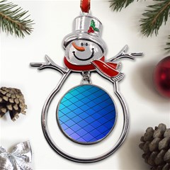 Blue Pattern Plain Cartoon Metal Snowman Ornament by Ket1n9