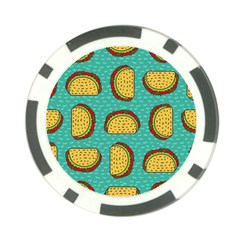 Taco-drawing-background-mexican-fast-food-pattern Poker Chip Card Guard (10 Pack) by Ket1n9