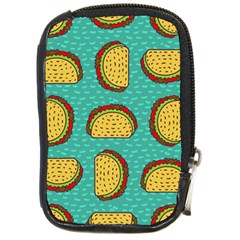 Taco-drawing-background-mexican-fast-food-pattern Compact Camera Leather Case by Ket1n9