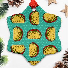 Taco-drawing-background-mexican-fast-food-pattern Snowflake Ornament (two Sides) by Ket1n9