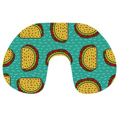 Taco-drawing-background-mexican-fast-food-pattern Travel Neck Pillow by Ket1n9