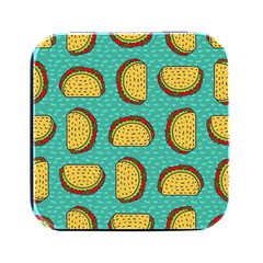 Taco-drawing-background-mexican-fast-food-pattern Square Metal Box (black) by Ket1n9