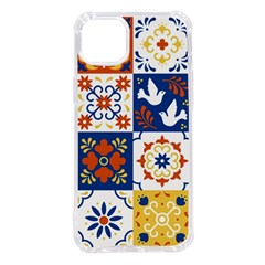 Mexican-talavera-pattern-ceramic-tiles-with-flower-leaves-bird-ornaments-traditional-majolica-style- Iphone 14 Plus Tpu Uv Print Case by Ket1n9