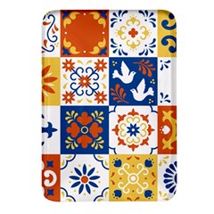 Mexican-talavera-pattern-ceramic-tiles-with-flower-leaves-bird-ornaments-traditional-majolica-style- Rectangular Glass Fridge Magnet (4 Pack) by Ket1n9