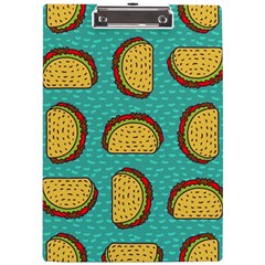 Taco-drawing-background-mexican-fast-food-pattern A4 Acrylic Clipboard by Ket1n9