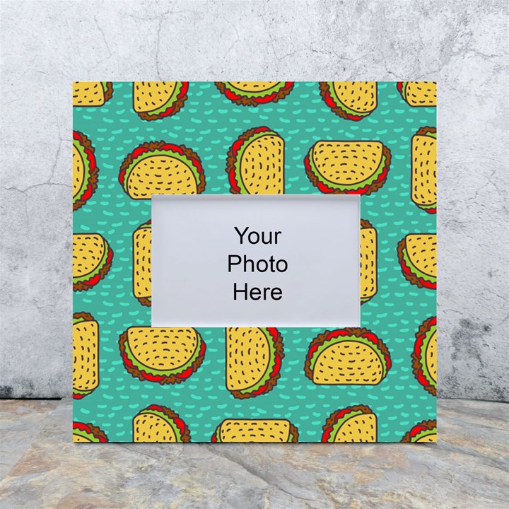 Taco-drawing-background-mexican-fast-food-pattern White Box Photo Frame 4  x 6 