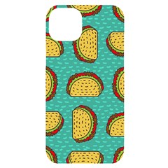 Taco-drawing-background-mexican-fast-food-pattern Iphone 14 Plus Black Uv Print Case by Ket1n9