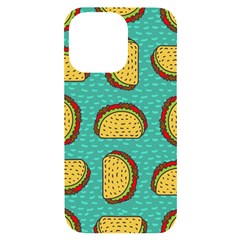 Taco-drawing-background-mexican-fast-food-pattern Iphone 14 Pro Max Black Uv Print Case by Ket1n9