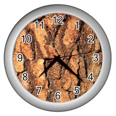 Bark Texture Wood Large Rough Red Wood Outside California Wall Clock (silver) by Ket1n9