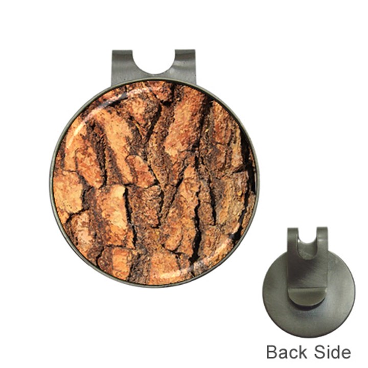 Bark Texture Wood Large Rough Red Wood Outside California Hat Clips with Golf Markers