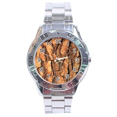 Bark Texture Wood Large Rough Red Wood Outside California Stainless Steel Analogue Watch by Ket1n9