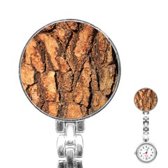 Bark Texture Wood Large Rough Red Wood Outside California Stainless Steel Nurses Watch by Ket1n9