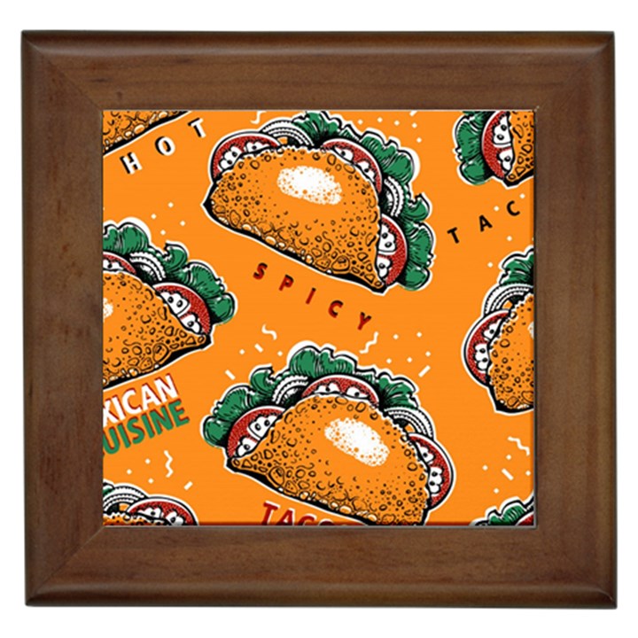 Seamless-pattern-with-taco Framed Tile