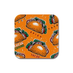 Seamless-pattern-with-taco Rubber Square Coaster (4 Pack) by Ket1n9