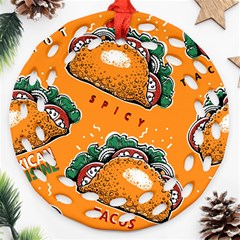 Seamless-pattern-with-taco Ornament (round Filigree) by Ket1n9