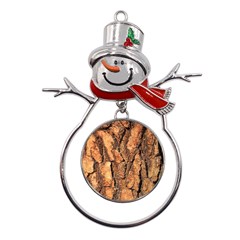 Bark Texture Wood Large Rough Red Wood Outside California Metal Snowman Ornament by Ket1n9