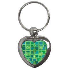 Green-abstract-geometric Key Chain (heart) by Ket1n9