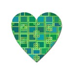 Green-abstract-geometric Heart Magnet Front