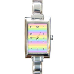 Cute Pastel Rainbow Stripes Rectangle Italian Charm Watch by Ket1n9