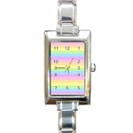 Cute Pastel Rainbow Stripes Rectangle Italian Charm Watch Front