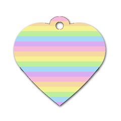 Cute Pastel Rainbow Stripes Dog Tag Heart (two Sides) by Ket1n9