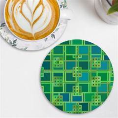 Green-abstract-geometric Uv Print Round Tile Coaster by Ket1n9