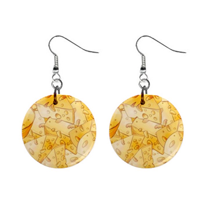 Cheese-slices-seamless-pattern-cartoon-style Mini Button Earrings