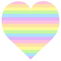 Cute Pastel Rainbow Stripes Wooden Puzzle Heart by Ket1n9