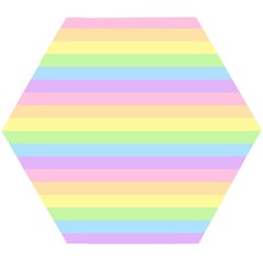 Cute Pastel Rainbow Stripes Wooden Puzzle Hexagon by Ket1n9