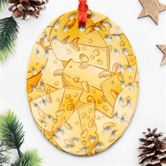 Cheese-slices-seamless-pattern-cartoon-style Oval Filigree Ornament (two Sides) by Ket1n9