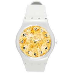 Cheese-slices-seamless-pattern-cartoon-style Round Plastic Sport Watch (m) by Ket1n9