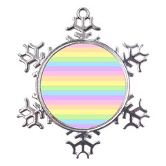 Cute Pastel Rainbow Stripes Metal Large Snowflake Ornament by Ket1n9