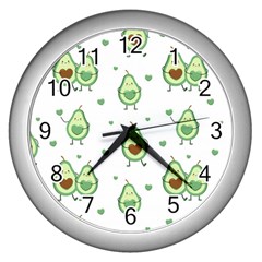 Cute-seamless-pattern-with-avocado-lovers Wall Clock (silver) by Ket1n9