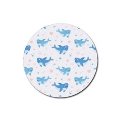 Seamless-pattern-with-cute-sharks-hearts Rubber Coaster (round) by Ket1n9