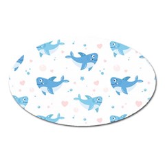 Seamless-pattern-with-cute-sharks-hearts Oval Magnet by Ket1n9