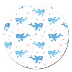 Seamless-pattern-with-cute-sharks-hearts Magnet 5  (round) by Ket1n9