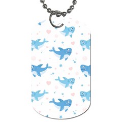 Seamless-pattern-with-cute-sharks-hearts Dog Tag (two Sides) by Ket1n9