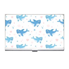 Seamless-pattern-with-cute-sharks-hearts Business Card Holder by Ket1n9