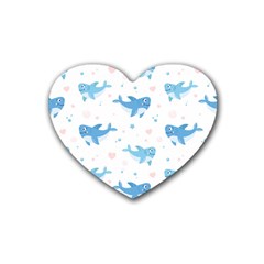 Seamless-pattern-with-cute-sharks-hearts Rubber Coaster (heart) by Ket1n9