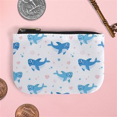 Seamless-pattern-with-cute-sharks-hearts Mini Coin Purse by Ket1n9