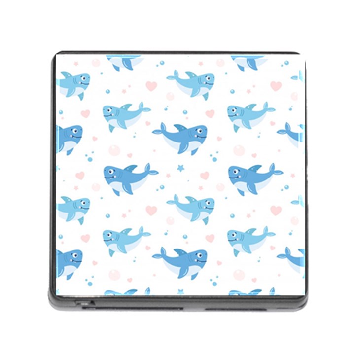 Seamless-pattern-with-cute-sharks-hearts Memory Card Reader (Square 5 Slot)