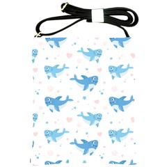 Seamless-pattern-with-cute-sharks-hearts Shoulder Sling Bag by Ket1n9