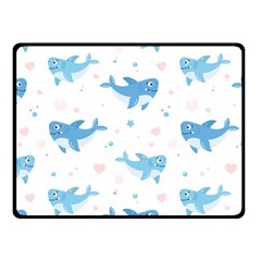 Seamless-pattern-with-cute-sharks-hearts Fleece Blanket (small) by Ket1n9