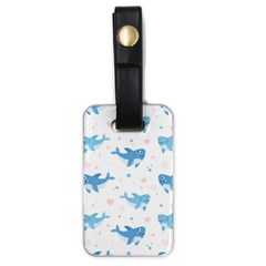 Seamless-pattern-with-cute-sharks-hearts Luggage Tag (one Side) by Ket1n9